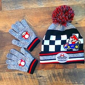 MARIO KART matching hat and gloves